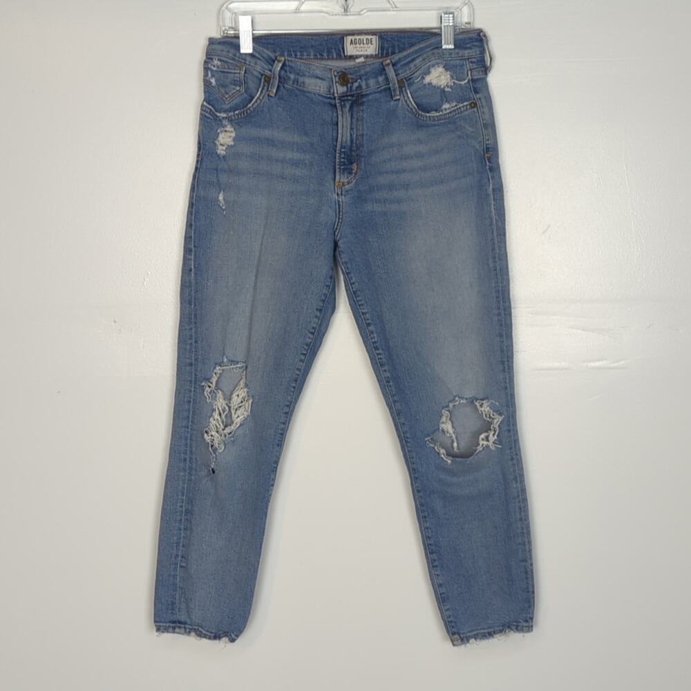 Agolde Distressed High Rise Cropped Jeans